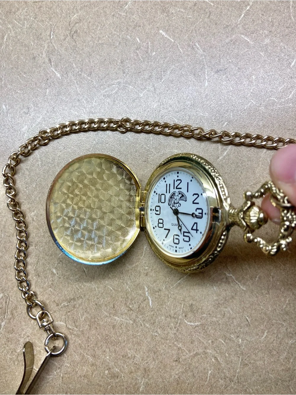 Gold-Tone Eagle Pocket Watch Pendant Necklace
